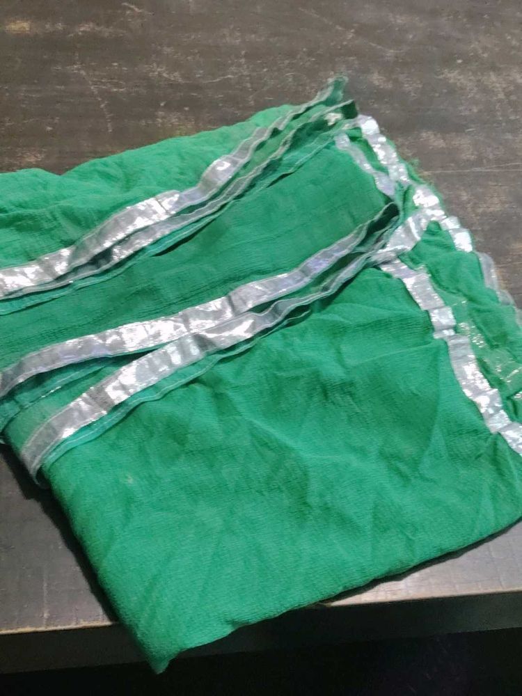 Green Dupatta with Silver Border