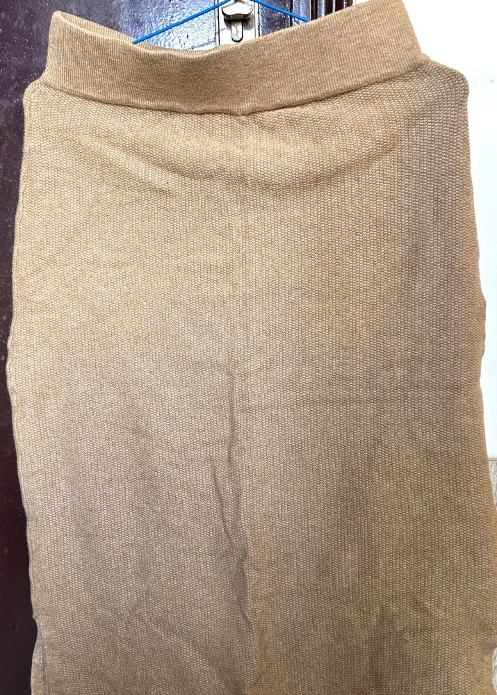 Tan Knit Mini Skirt