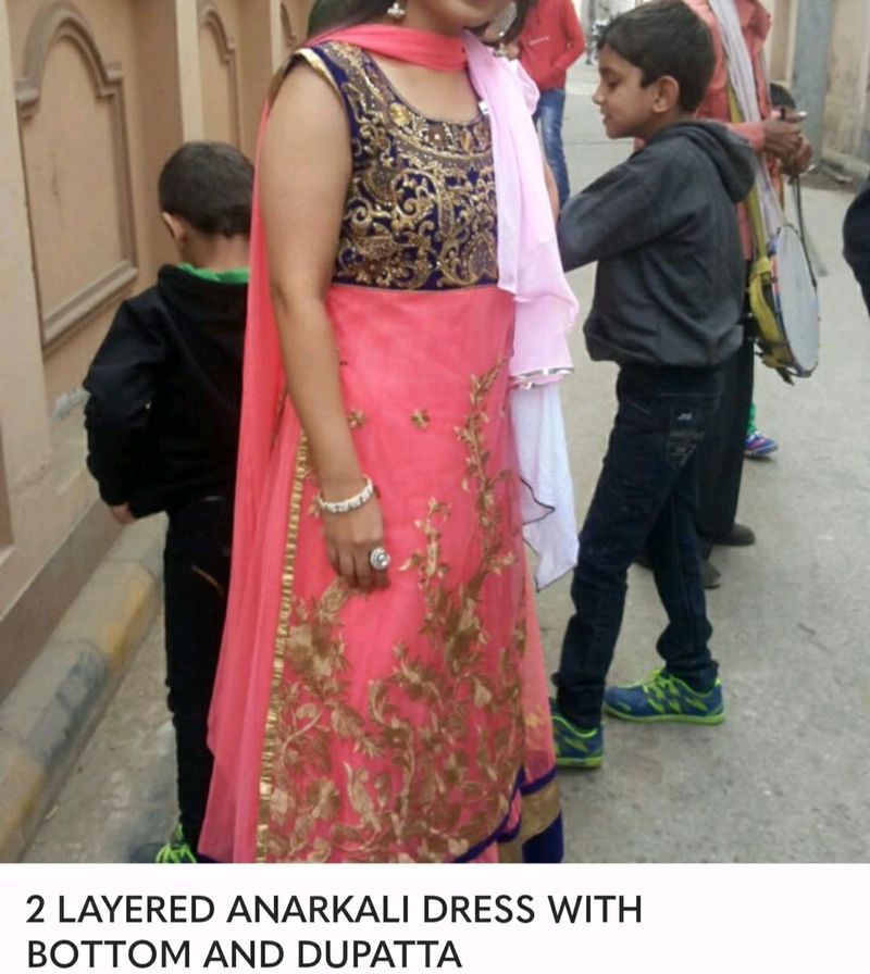 2layered  Dress with leggings and  net ..dupatta