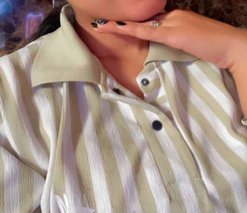 Striped Button-Down Shirt Combo Of Pants shir