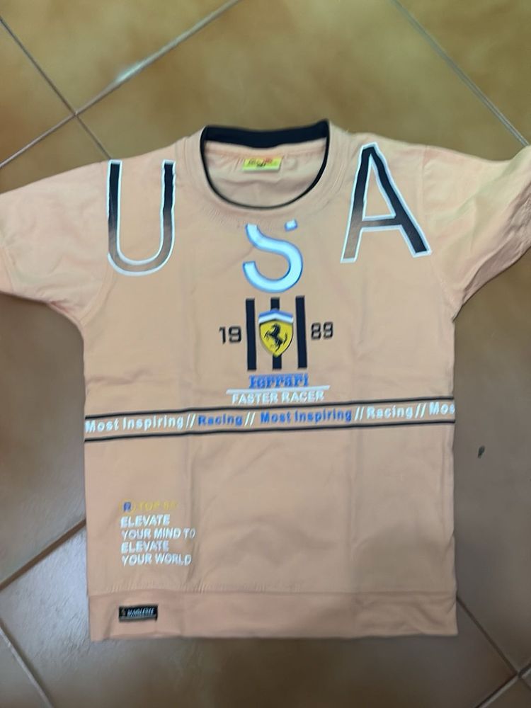 peach round neck half sleeves Kids T-Shirt