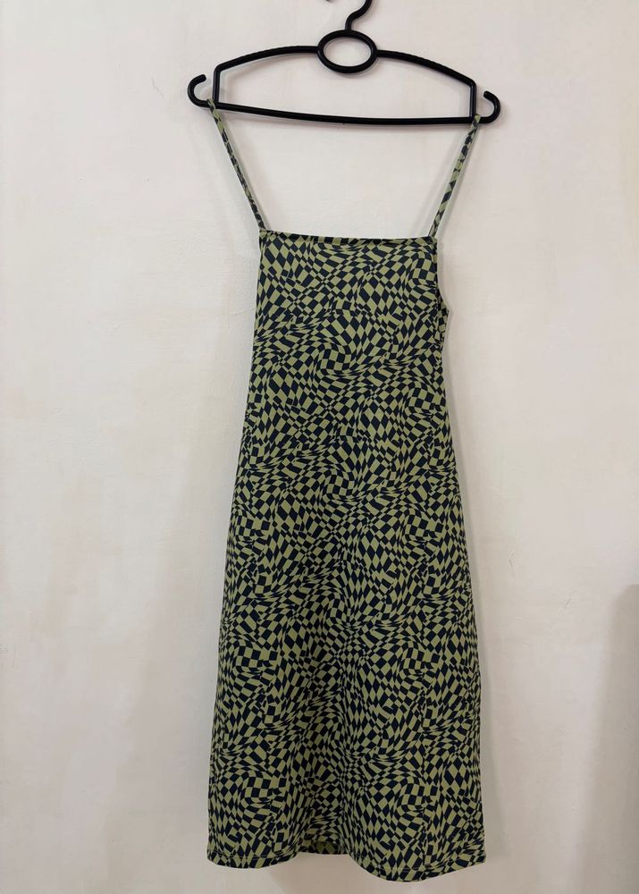 Checkerboard Button Detail Dress