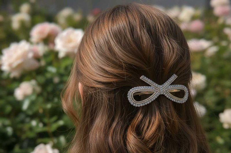 Bow Rhinestone Hair Clip
