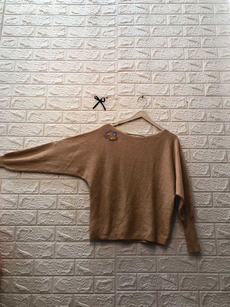 Cute Brown Patch Sweater🕶️‼️