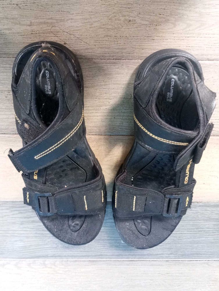 Columbus Gold Black Sandals