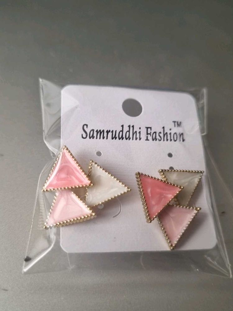 Triangle Pink Stud Earrings