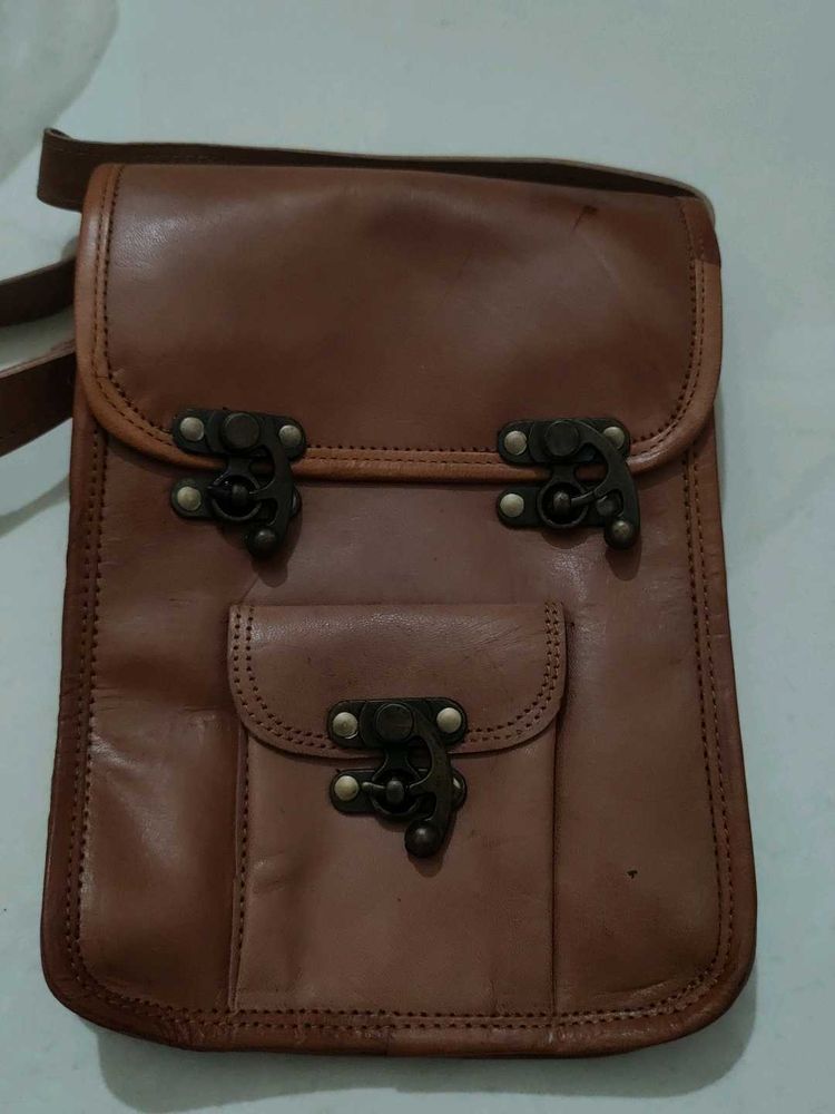 Trendy Raw Leather Messenger Bag.
