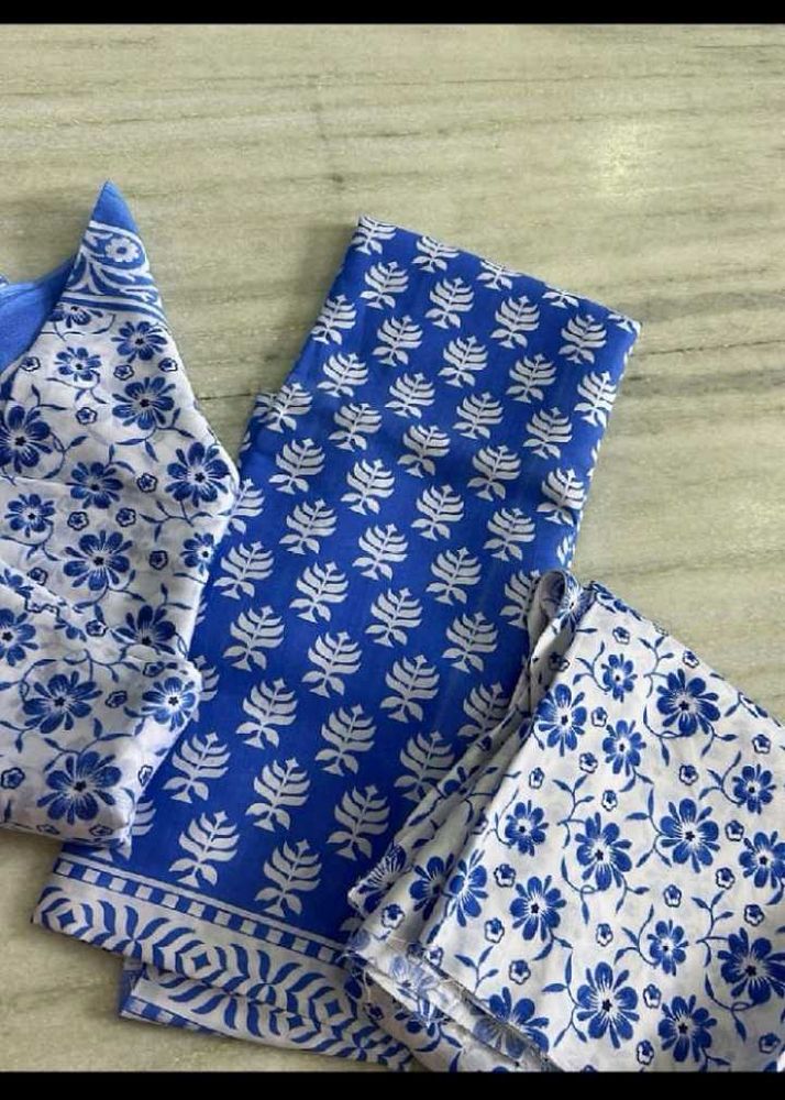 Blue Floral Dress Material