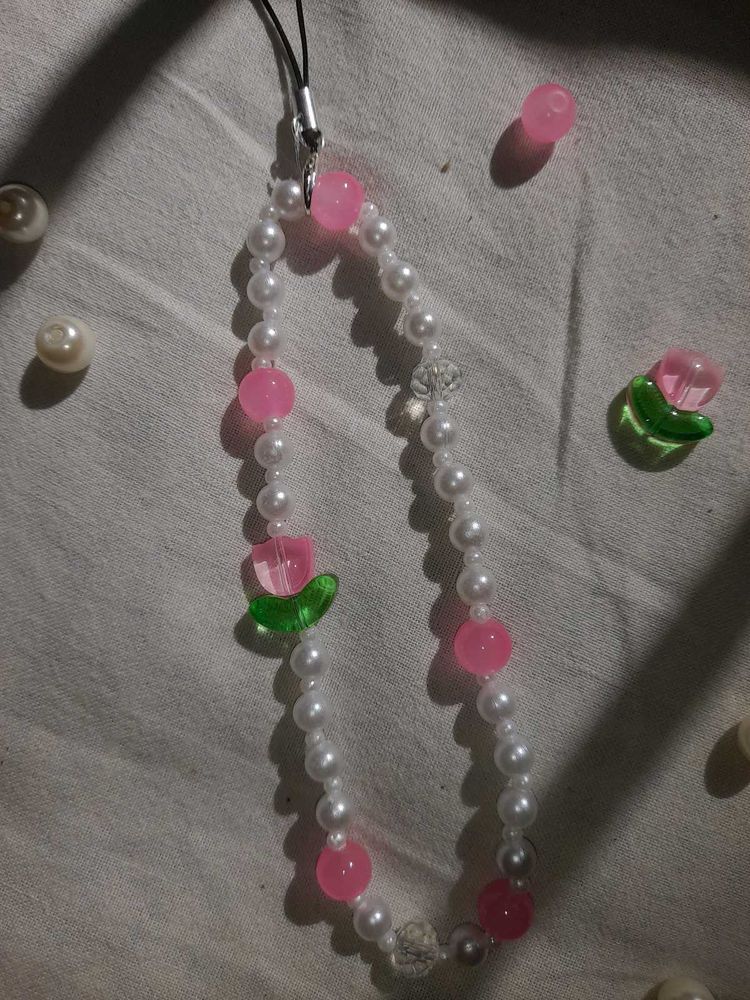 Pink Flower Phone Charm
