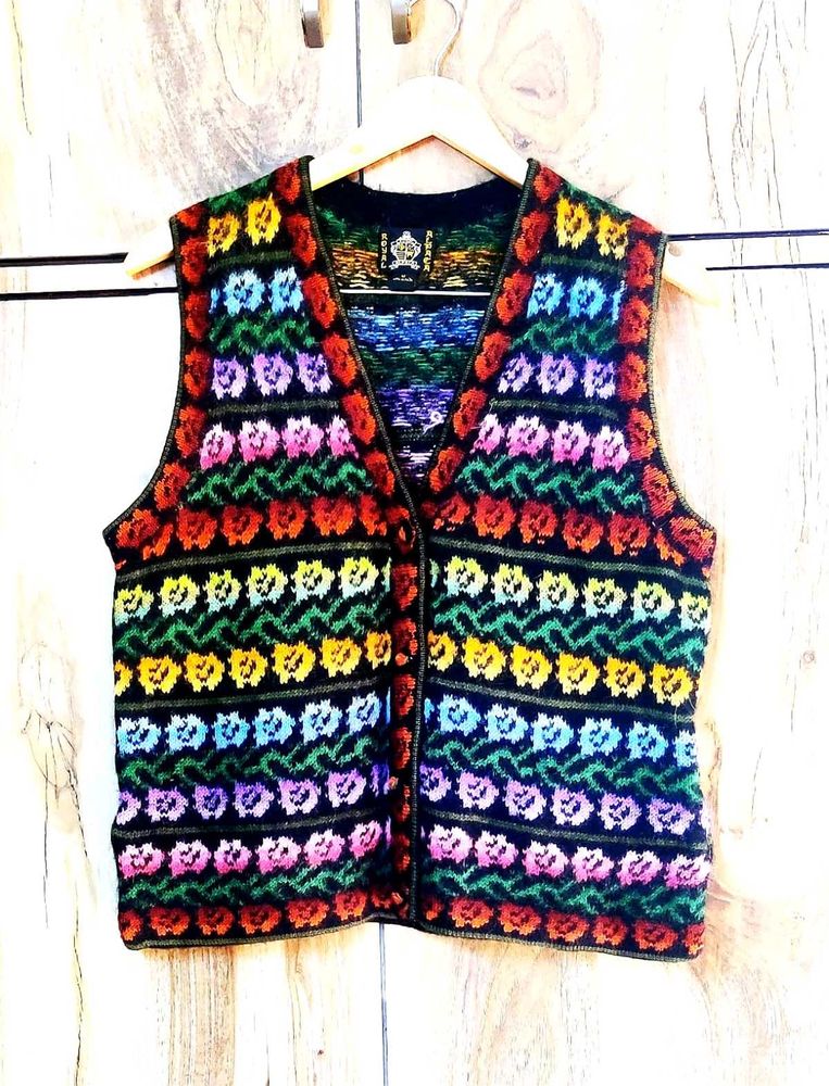 Vintage Floral Knit Vest size-38