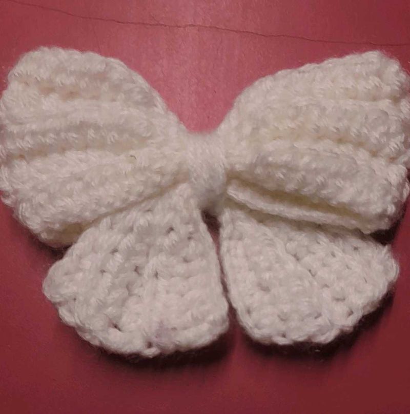 Crocheted Bow - Cream White And Black.