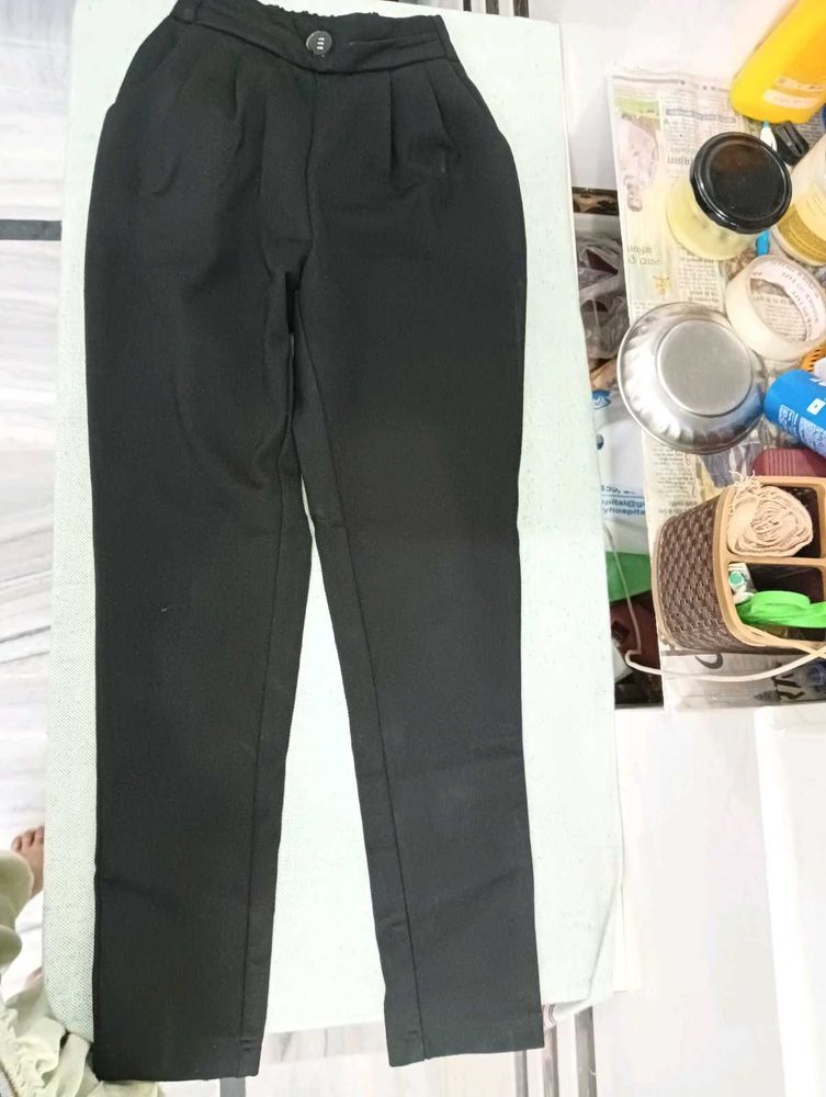 High-Waisted Black Trousers