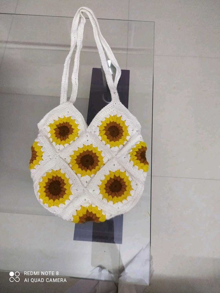 Sunflower Crochet Tote Bag