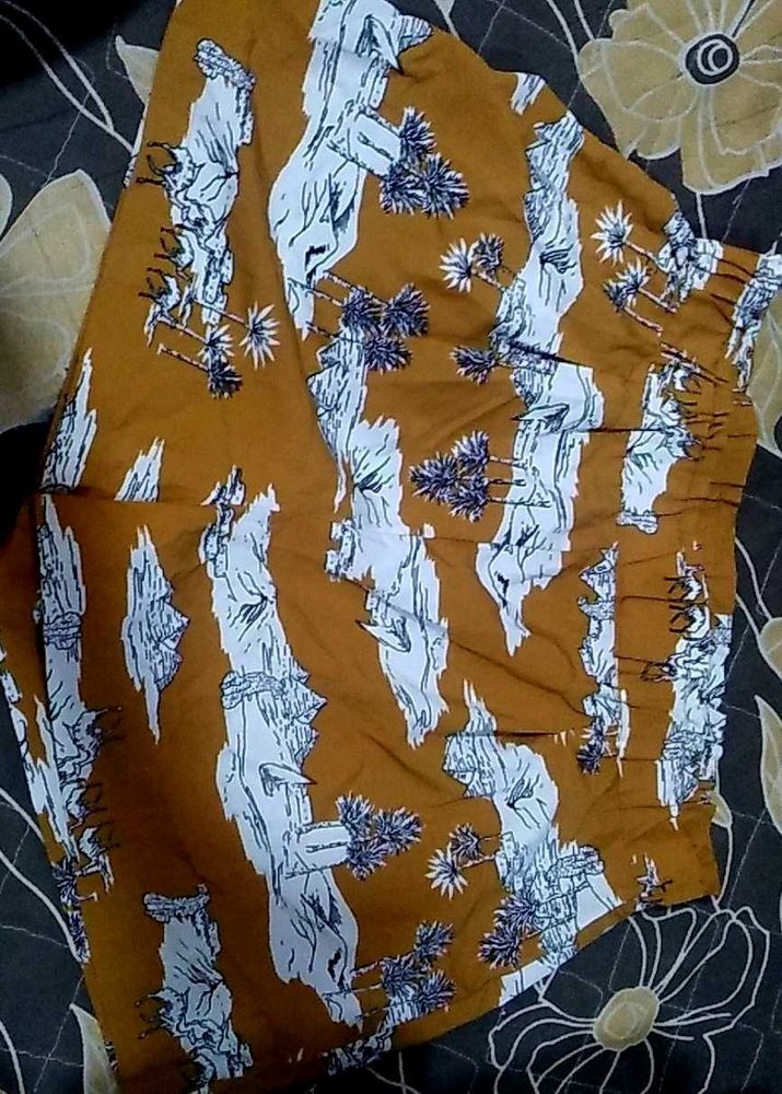 Brown Patterned Burmuda Women Shorts