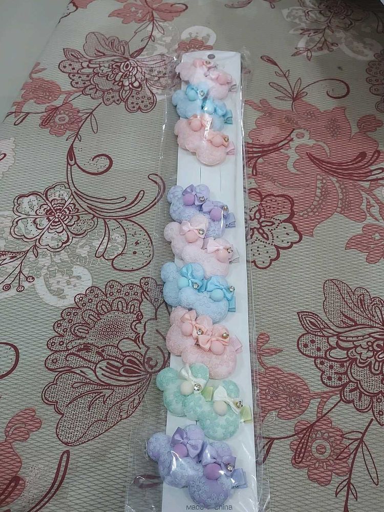 Cute Fuzzy Hair Clips - Set of 9