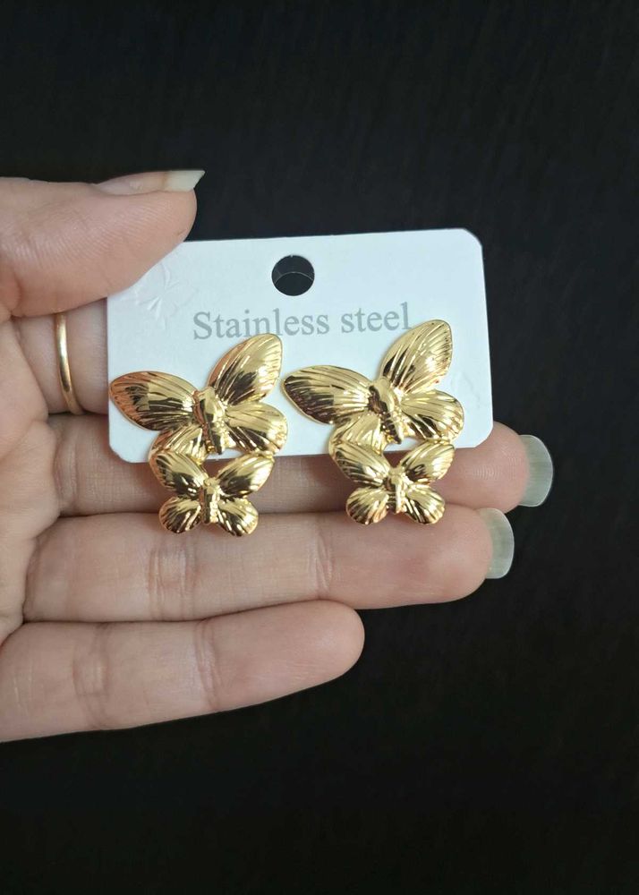 Golden Butterfly Earrings.