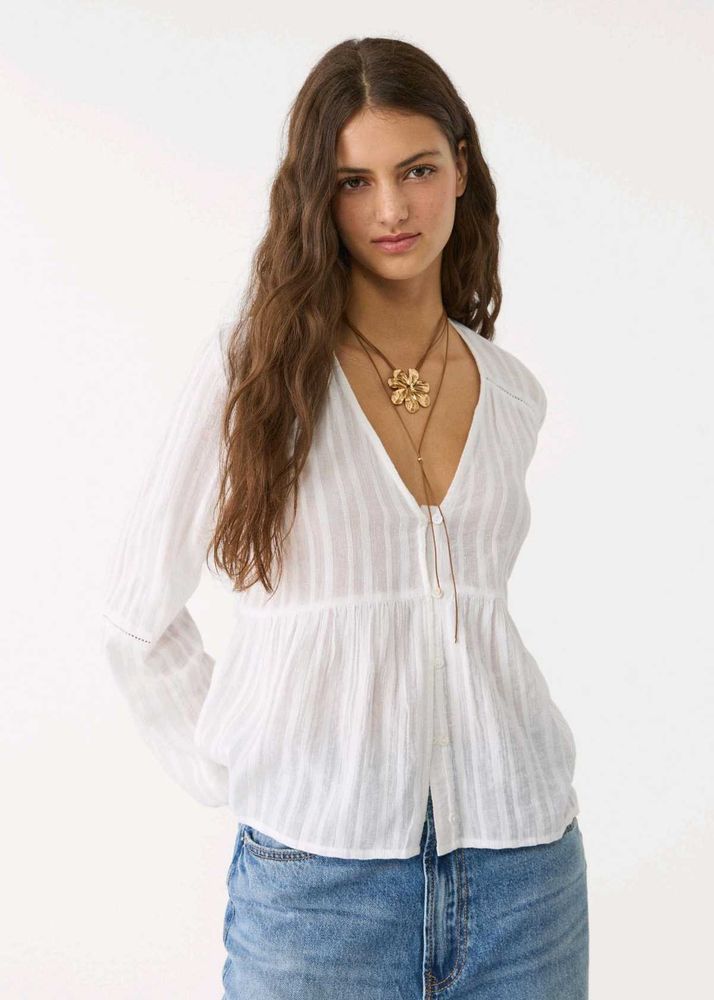 Stradivarius White Flared Top
