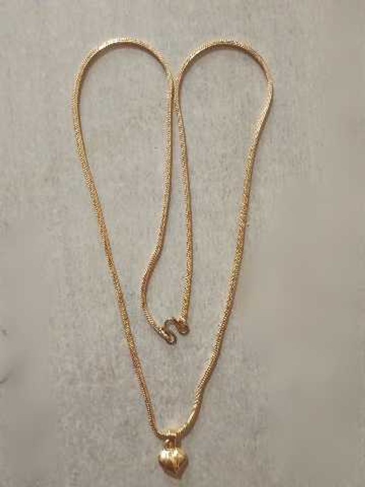 Gold Heart Pendant Chain