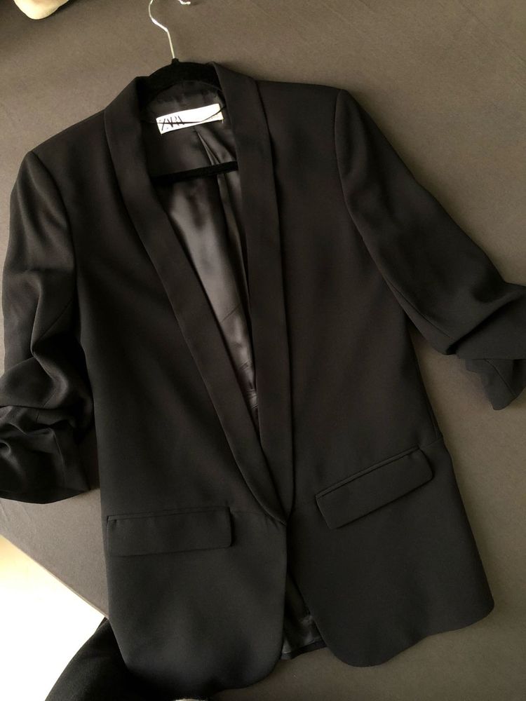 Zara Ruched Sleeve Blazer