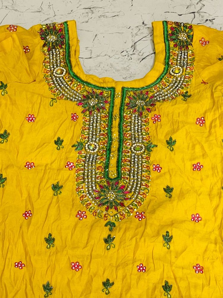 Yellow Embellished Kurti