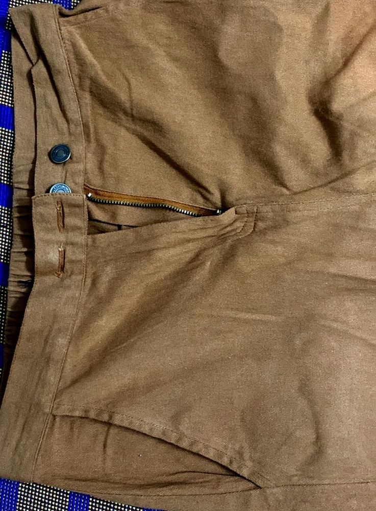 Brown Flat front trousers