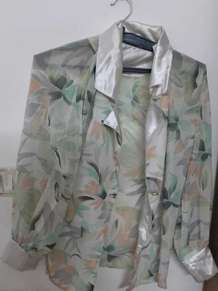 Floral Print Sheer Blouse