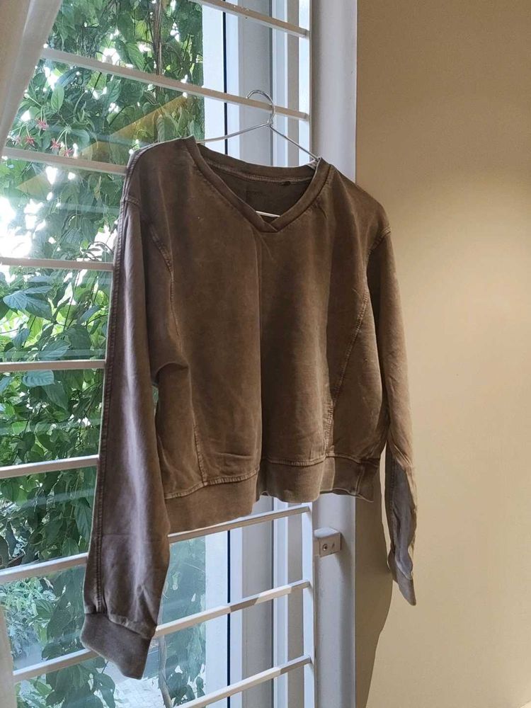 Brown V-Neck Sweatshirt