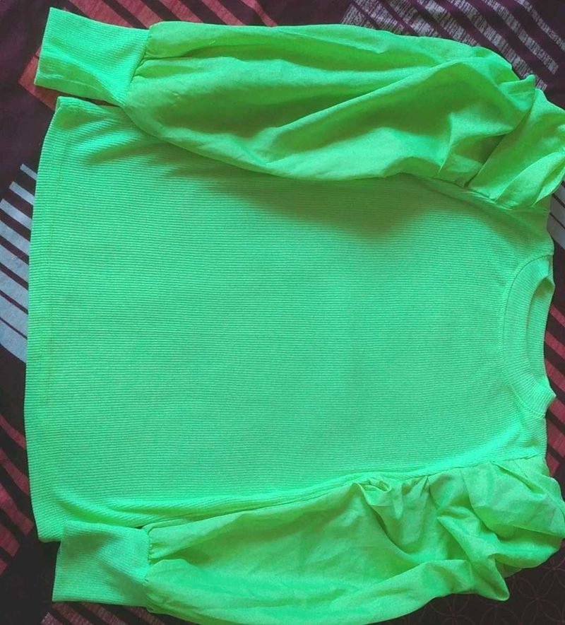 Neon Green Puff Sleeve Top