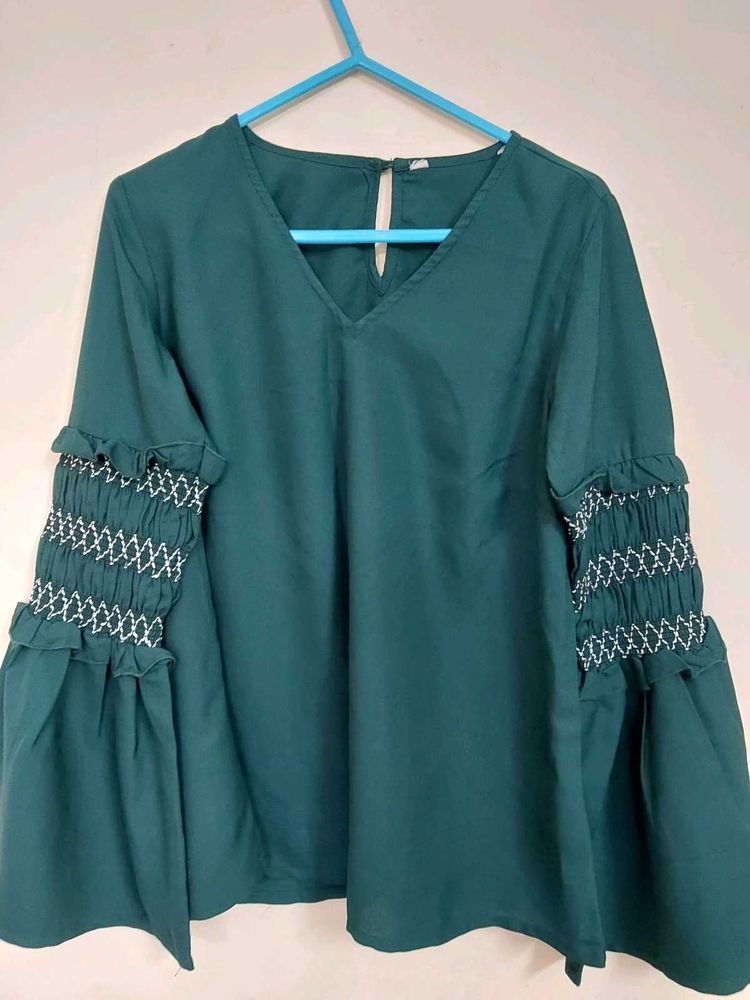 Green Long Sleeve Blouse (Size-S)