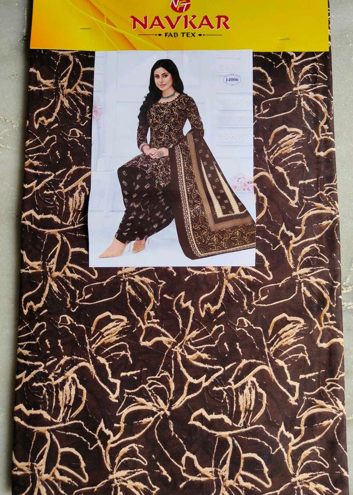 Brown Floral Salwar Suit Fabric