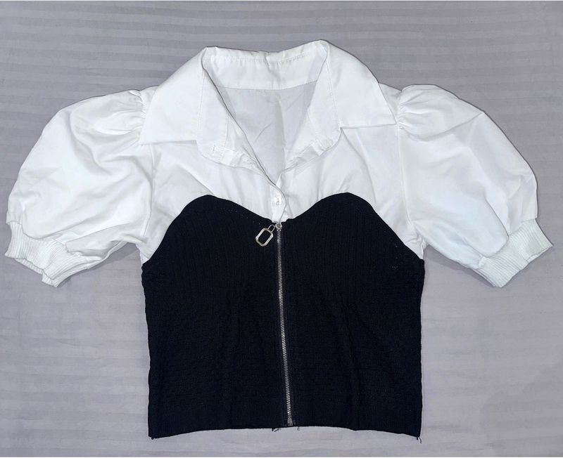 Black &amp; White Corset Blouse
