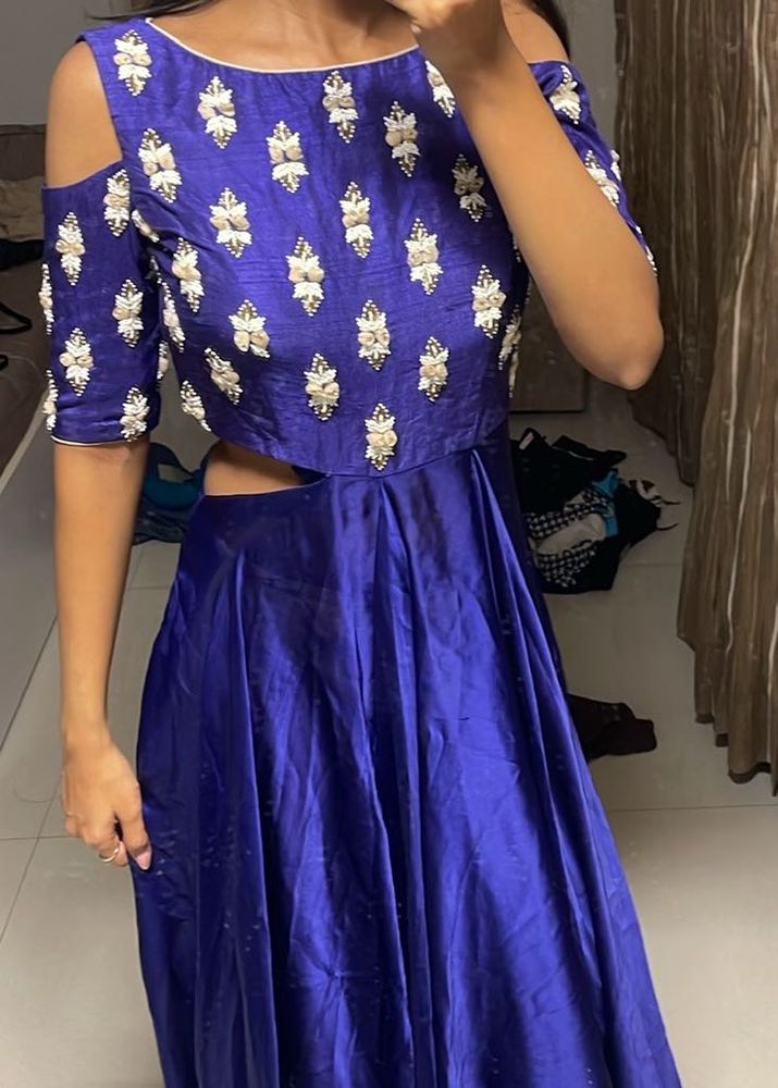 Blue Indo Western Gown