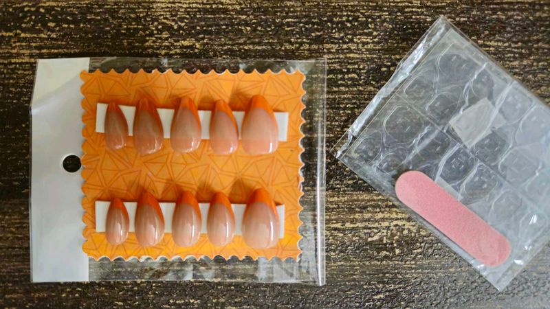 Orange French Tip Press-On Nails! 🦊