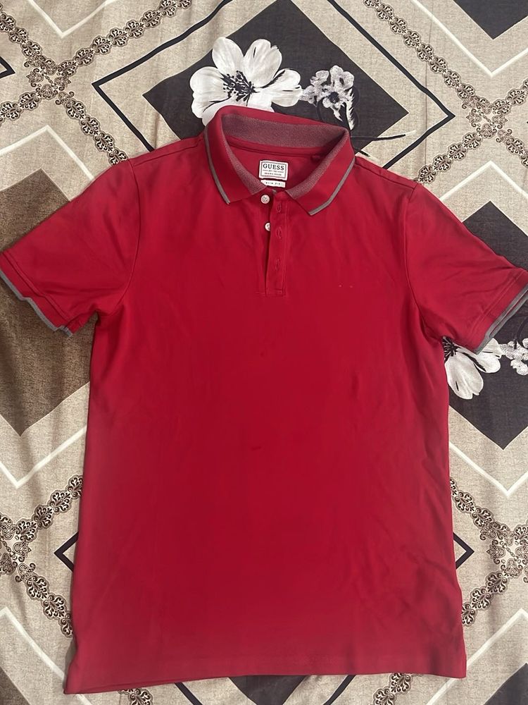 Guess Red Polo Shirt - Size Medium