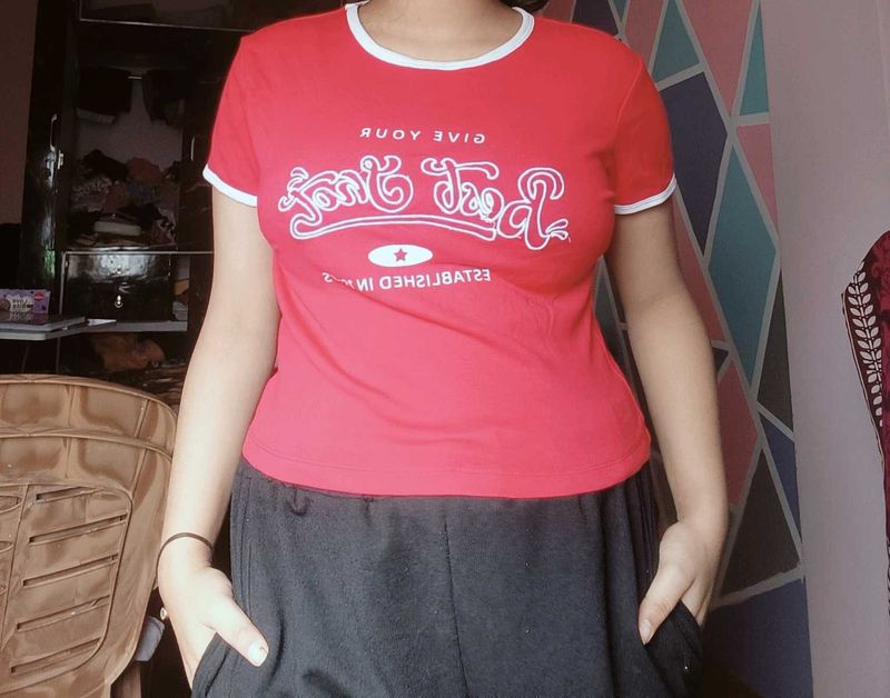 Red Graphic Print Tee