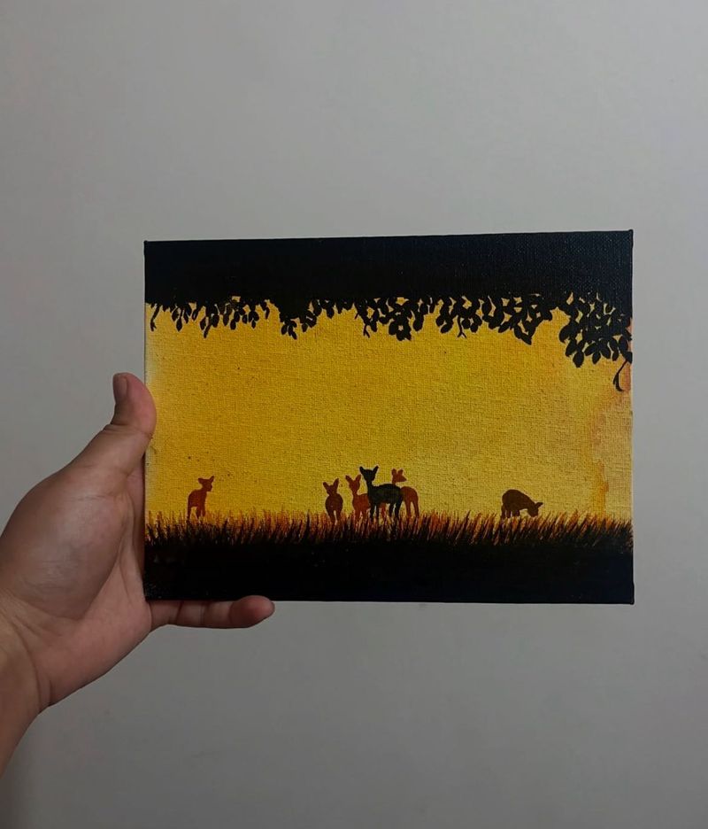 Deers And sunset Painting