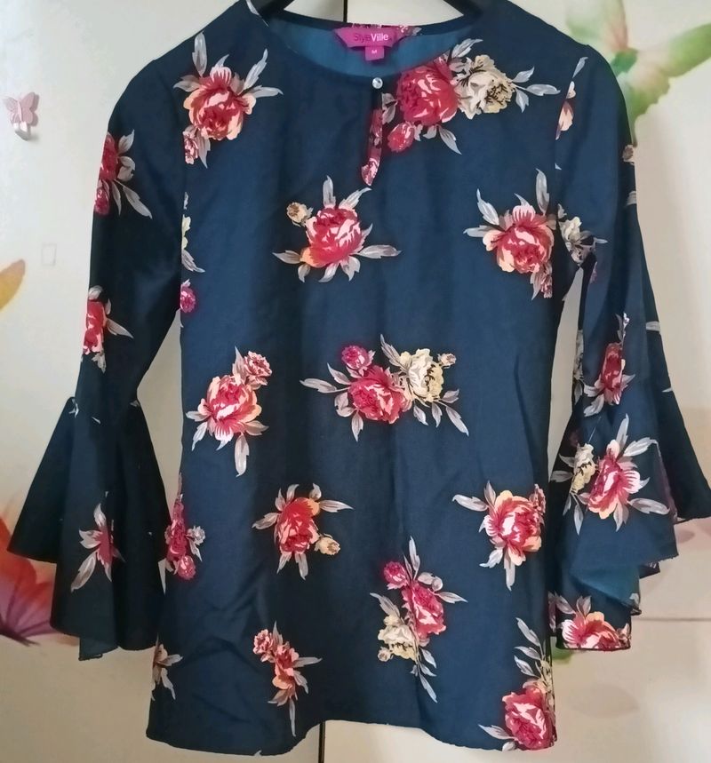 Floral Navy Blue Top