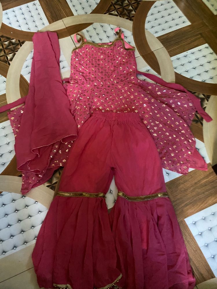 Girls&#39; Pink Sharara Suit