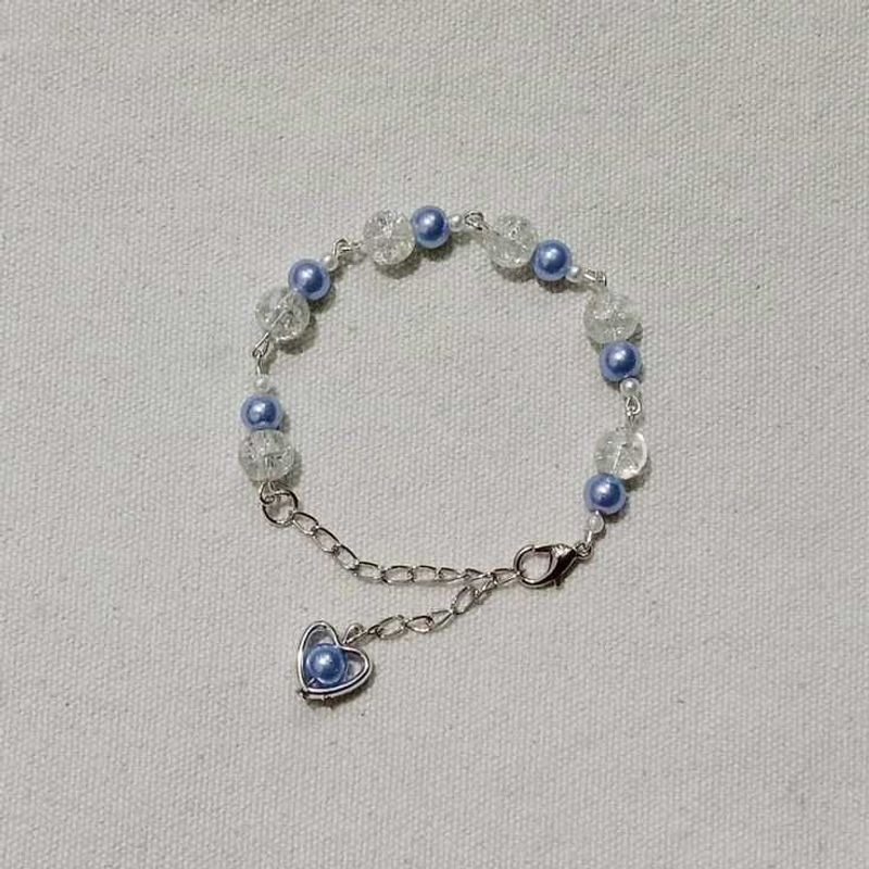 Blue Pearl Heart Charm Bracelet
