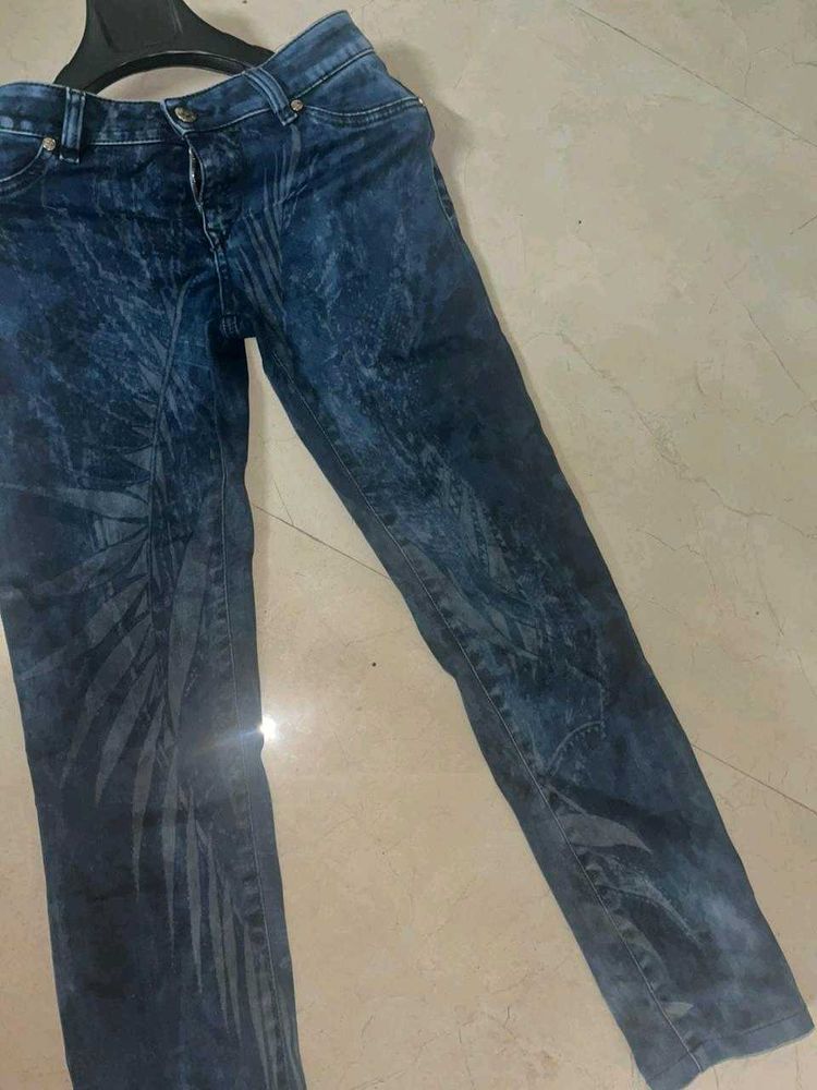Stylish Blue Patterned Jeans