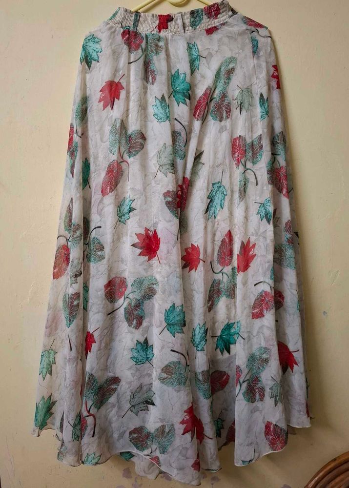 Leaf Print Ethnic Skirt