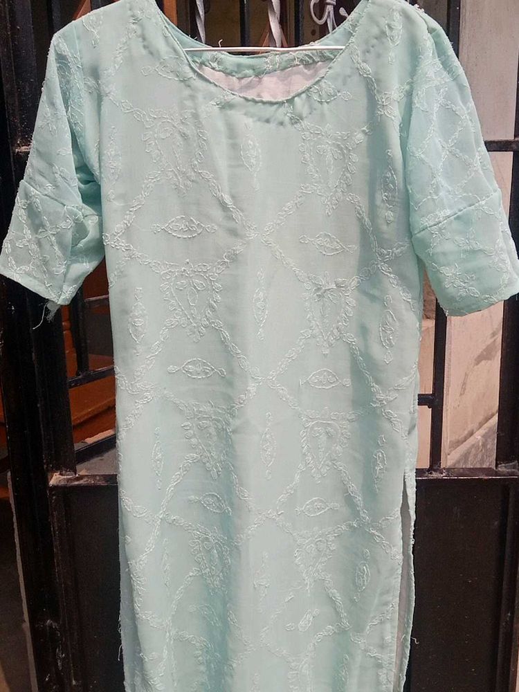 Mint Green Embroidered Kurti