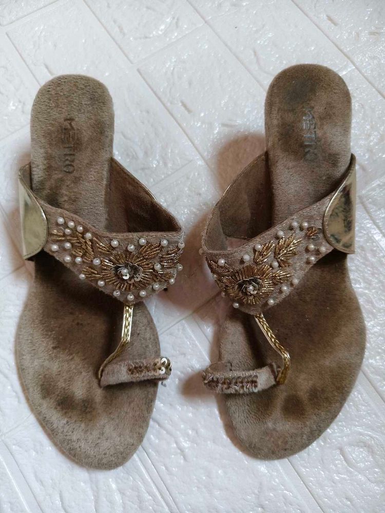 6.5 Inches Embellished Flats &amp; Sandals