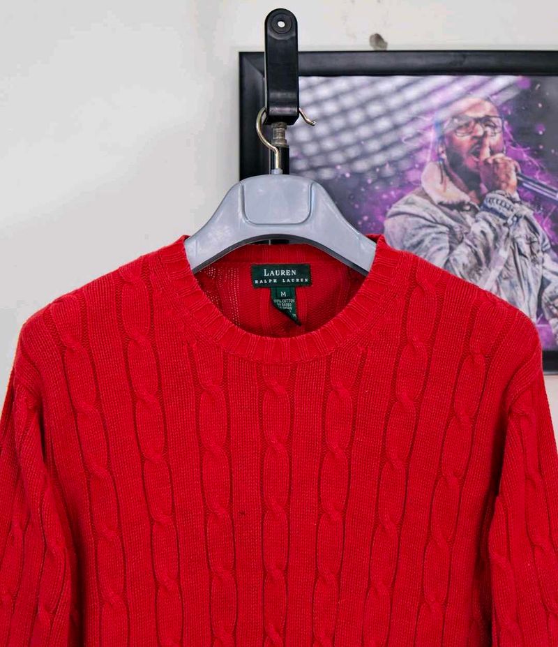 Red Cable Knit Sweater