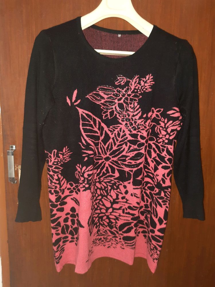Woollen Printed Short Dress