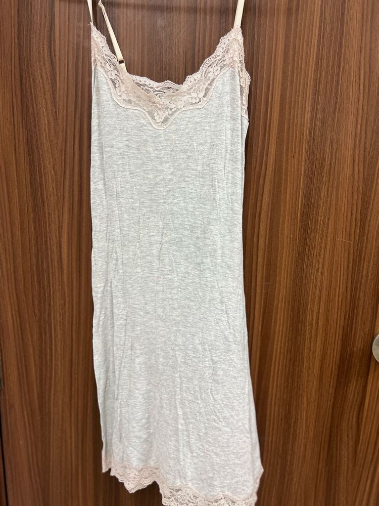 Grey Lacy Slip Dress