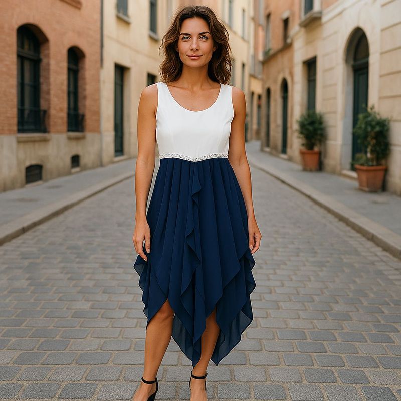 Chic Two-Tone Flowy Dress