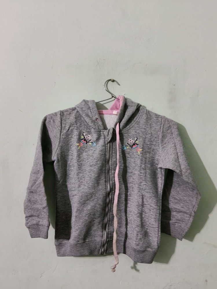 Cute Grey Kids Zip-Up Hoodie