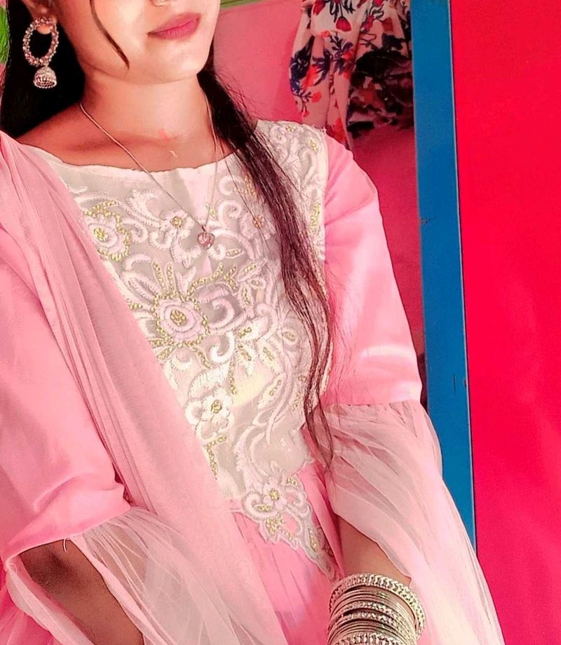 Elegant Pink Embroidered Anarkali Suit