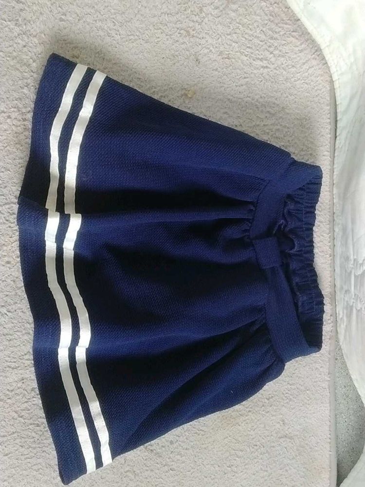 Navy Skirt with White Stripes